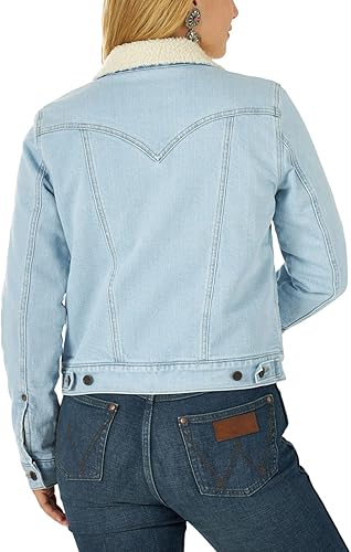 Wrangler Women's Retro Sherpa Lined Jacket- Bleach Denim