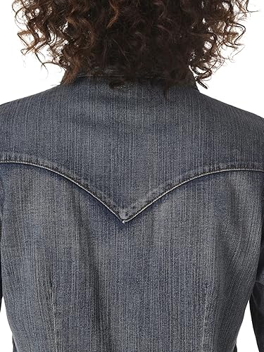 Wrangler Women's Western Snap Work Long Sleeve Shirt- Denim