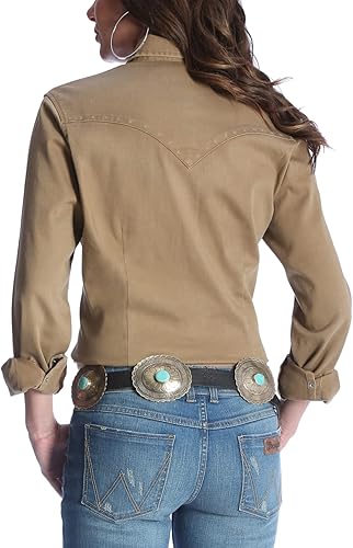 Wrangler Women's Western Snap Work Long Sleeve Shirt- Rawhide